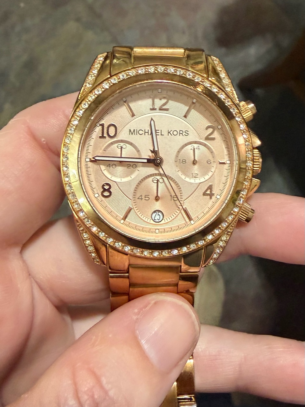 Michael Kors Women’s Gold Tone Crystal Accent Chronograph Watch - Picture 4 of 5